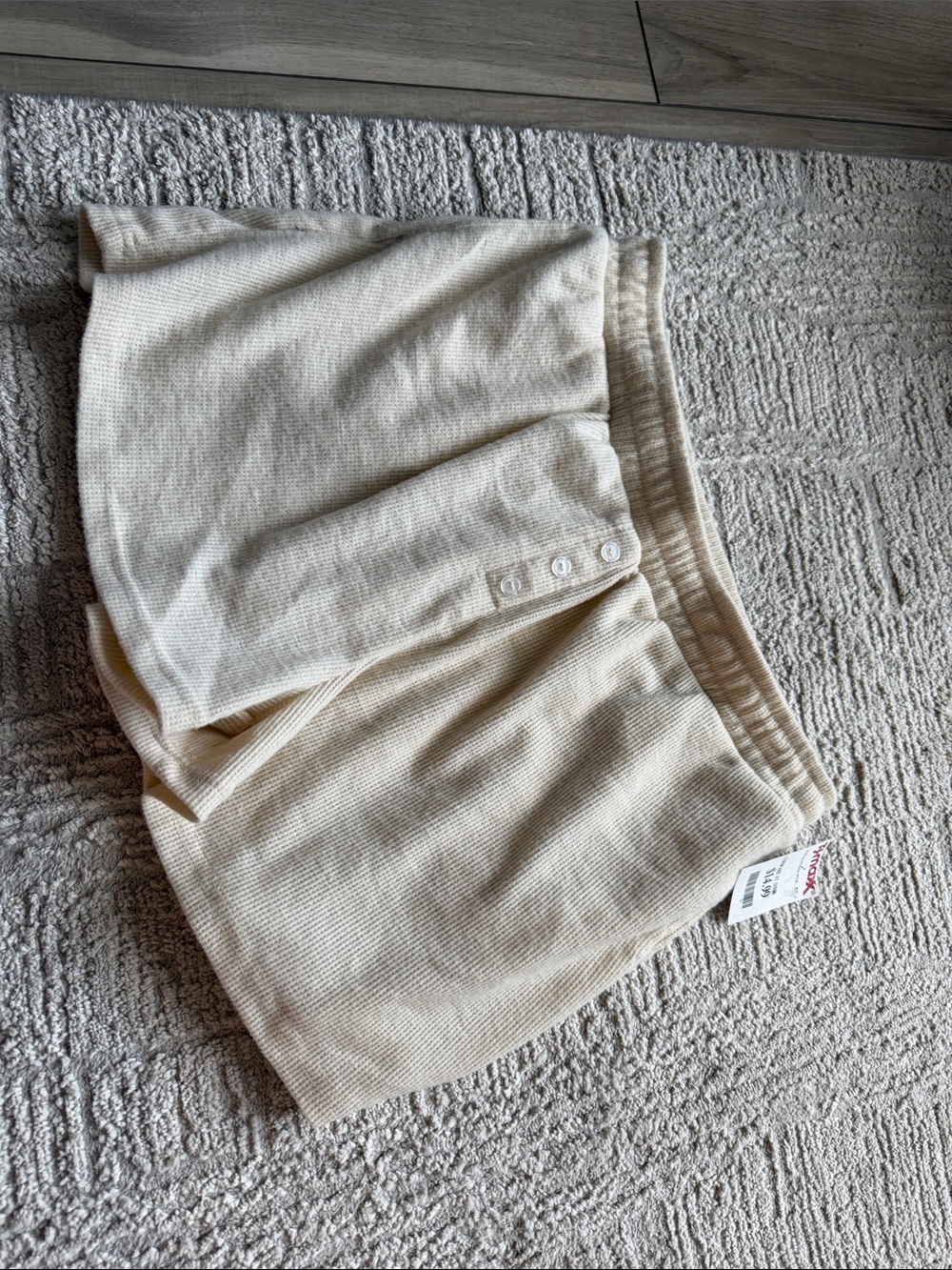 Cream Ribbed Knit Shorts